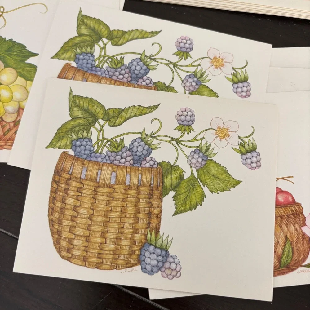 Vintage 1980 Current Inc Fresh Fruit Baskets Note Cards | 8 Count | J Moore Art